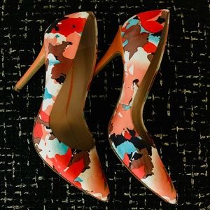 Charles by Charles David Orange Floral 3.5" Heels